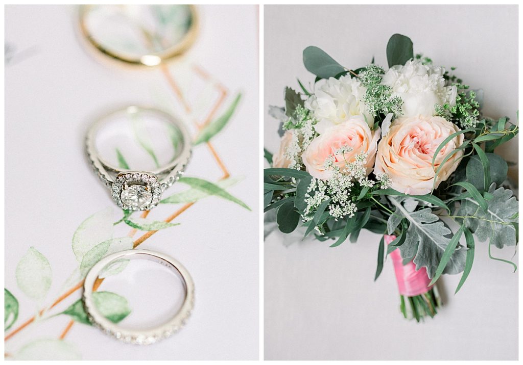 bouquet and rings