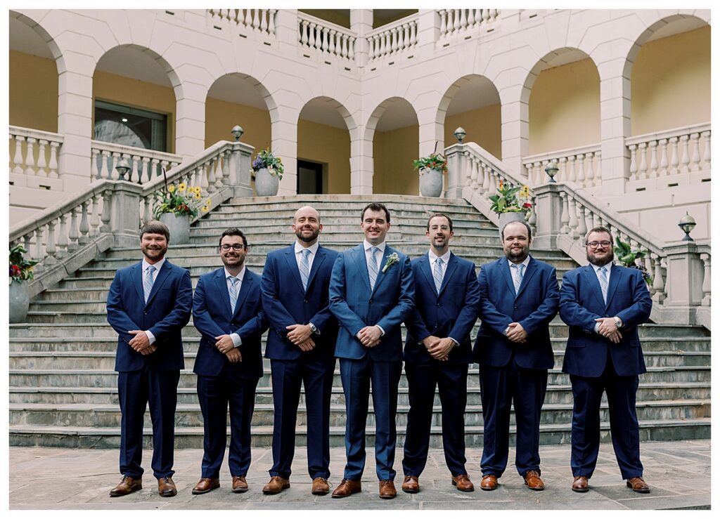 Groomsmen in blue suits at Airlie