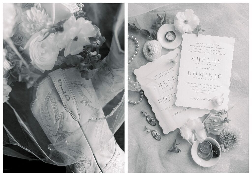 Wedding details with western flair